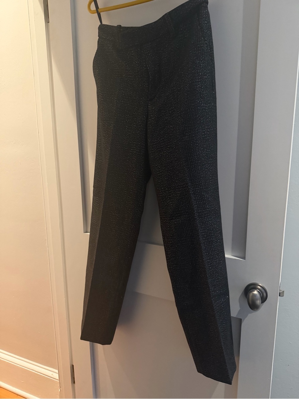 Women‘s Black Wool Metallic Pants